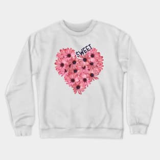 Pink Gazania Daisies Heart Sweetheart Symbol Crewneck Sweatshirt